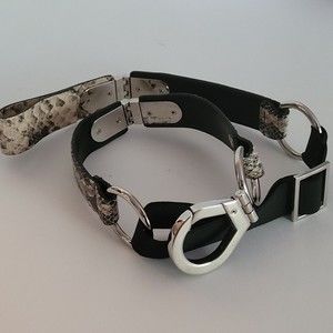 Marmi White Python Snakeskin Leather Belt Silvertone Hardware Buckle Adjustable